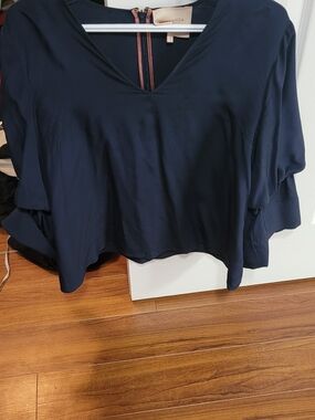 Roksanda Navy V-Neck Long-Sleeve Blouse